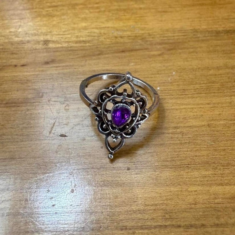 Silver and purple ring